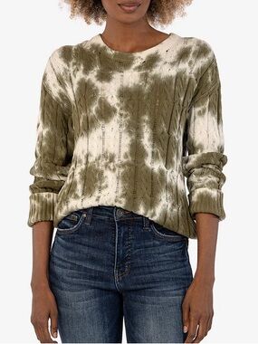 Kut From The Kloth Celia Tie Dye Cable Knit Sweater Size Medium